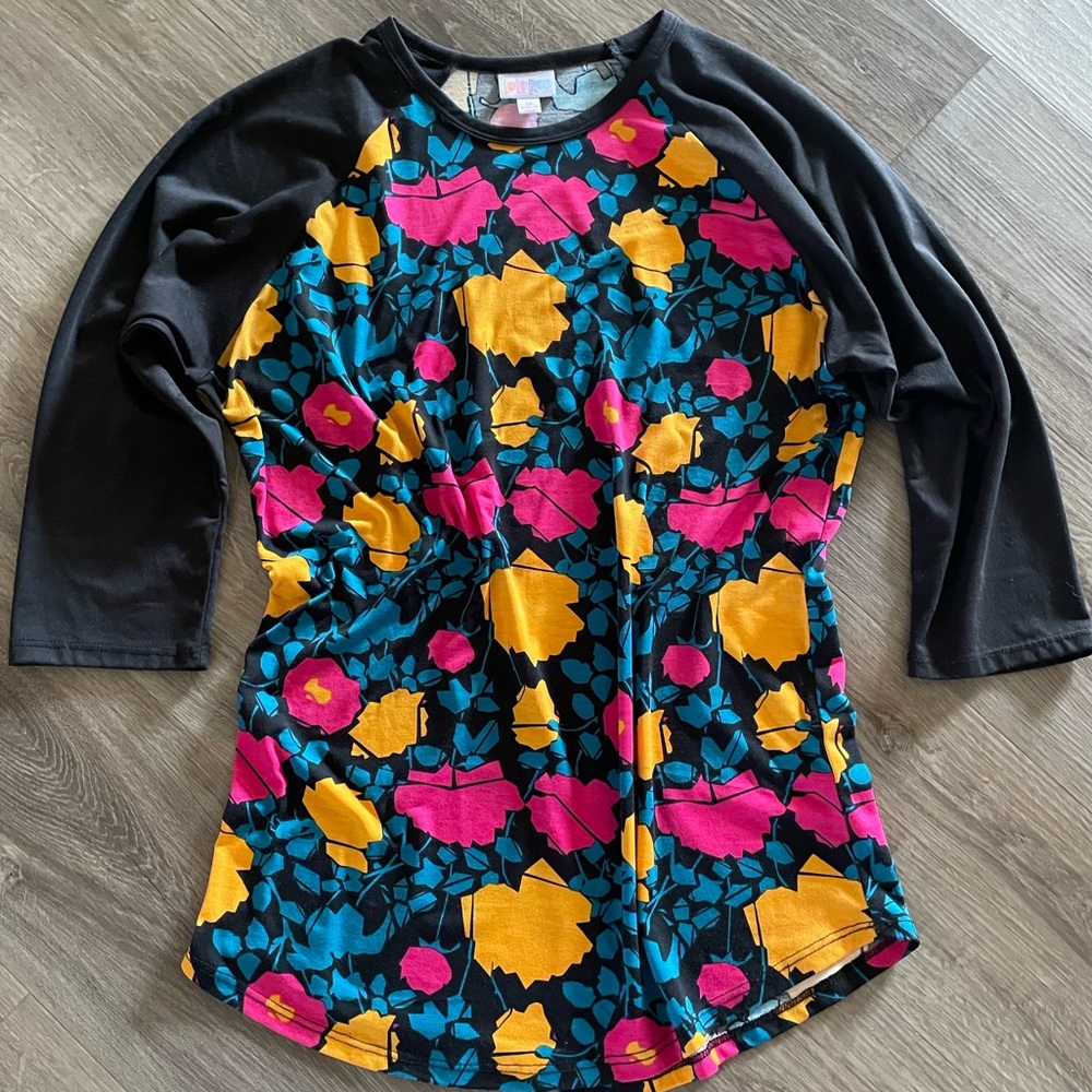 LuLaRoe 3/4 Sleeve Bright Floral Tee